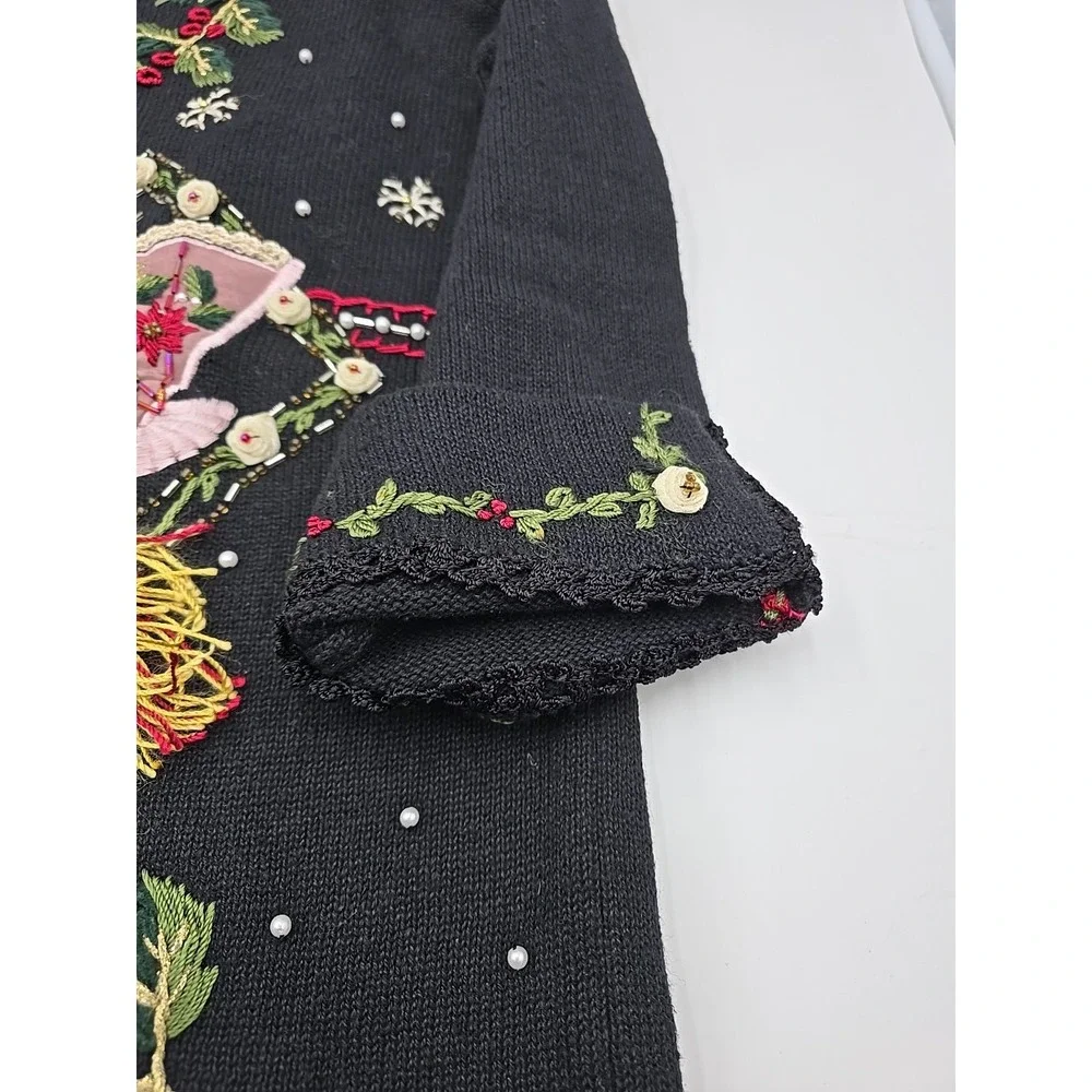 Victoria Jones Fall VTG Embroidered Ugly Christmas Sweater Beaded Woman S - Picture 8 of 12